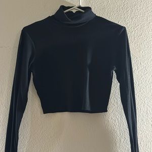 Turtleneck S/M ribbed cropped long-sleeve